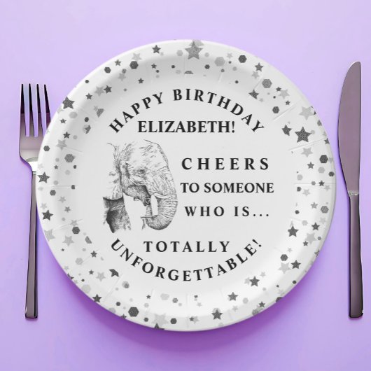 Leuke Olifant Verjaardagsfeestje Papier Borden Papieren Bordje