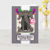 Leuke olifant verjaardagskaart, met snoepjes poppe kaart (Gele Bloem)