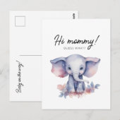 Leuke olifant waterverf zwangerschapsaankondiging briefkaart (Voorkant / Achterkant)