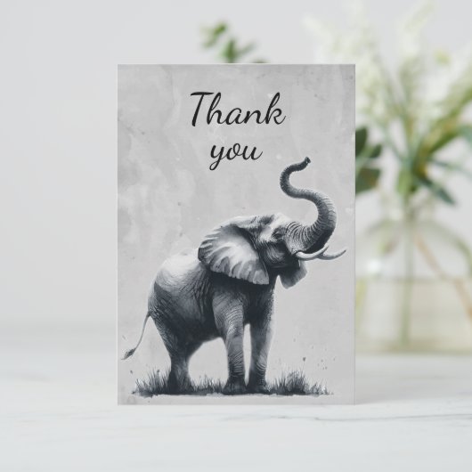Leuke Olifant Wildlife Animal Humor Dank u Bedankkaart (Staand voorkant)