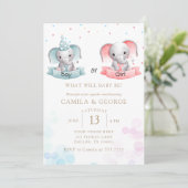 Leuke olifanten Geslacht onthullen baby shower Kaart (Staand voorkant)