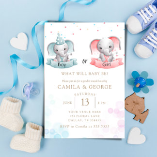 Leuke olifanten Geslacht onthullen baby shower Kaart