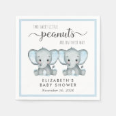 Leuke Olifanten Twin Boys Baby shower Servet (Voorkant)