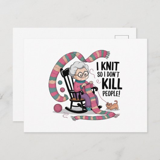 Leuke oma breien ontwerp briefkaart (Voorkant / Achterkant)