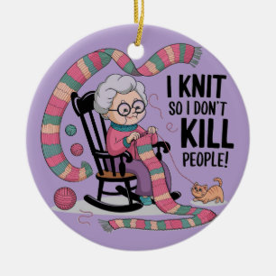 Leuke oma breien ontwerp keramisch ornament