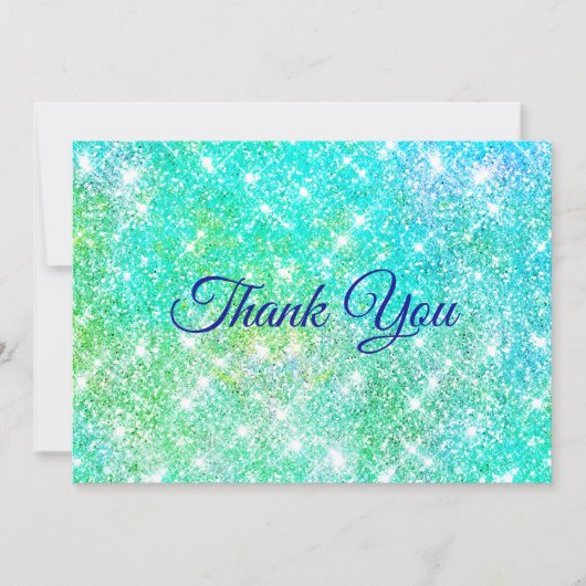 Leuke ombre groene nepschitter bedankkaart (Voorkant)