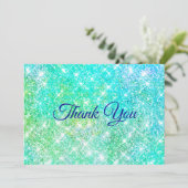 Leuke ombre groene nepschitter bedankkaart (Staand voorkant)