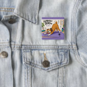 Leuke omlaag-hond ontwerp vierkante button 5,1 cm (In situ)