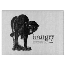 Leuke omschrijving van hangry  Angry Black Cat Snijplank