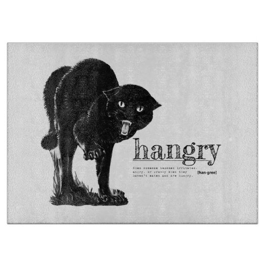 Leuke omschrijving van hangry  Angry Black Cat Snijplank (Voorkant)