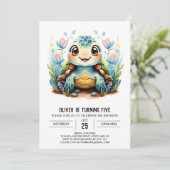 Leuke Onderwater Boho Turtle Boy Verjaardag Kaart (Staand voorkant)