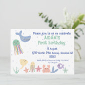 Leuke onderwater wereld eerste verjaardag kaart (Staand voorkant)