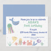 Leuke onderwater wereld eerste verjaardag kaart (Voorkant / Achterkant)