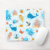 Leuke onderwaterwereld. Aquatisch. Leven op zee Muismat (Met muis)