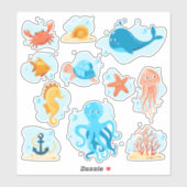 Leuke onderwaterwereld. Leven op zee Sticker (Vel)