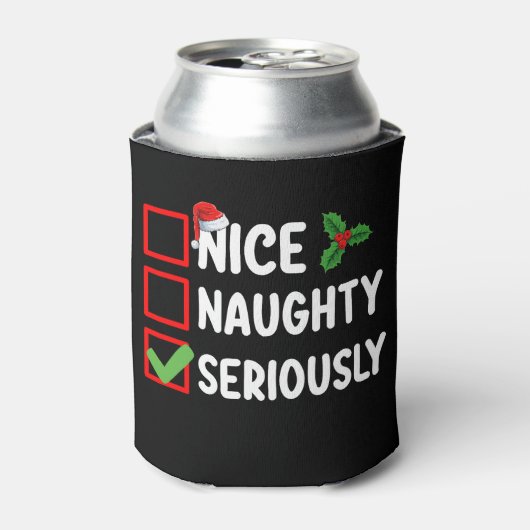 Leuke Ondeugend Serieus Kerstman Kerstlijst Blikjeskoeler (Blikje Voorkant)