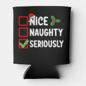 Leuke Ondeugend Serieus Kerstman Kerstlijst Blikjeskoeler (Voorkant)