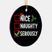 Leuke Ondeugend Serieus Kerstman Kerstlijst Keramisch Ornament (Rechts)