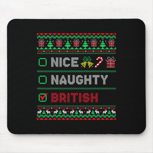 Leuke Ondeugende Britse Kerstmis Checklist Nederla Muismat (Voorkant)