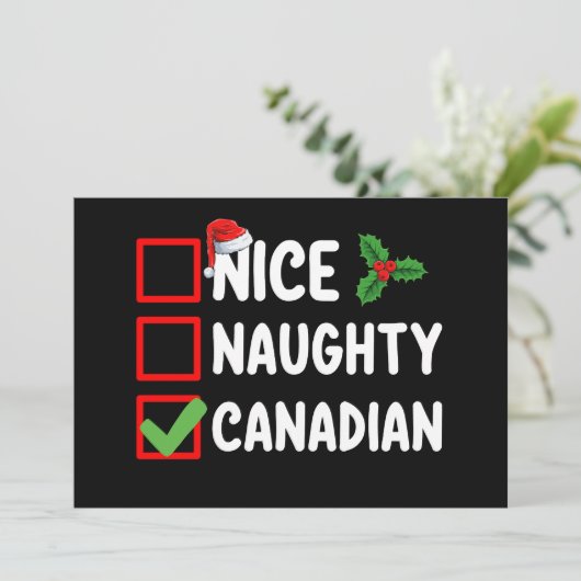 Leuke ondeugende Canadese kerstlijst vakantie Kaart (Staand voorkant)