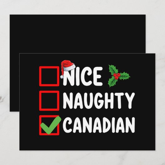 Leuke ondeugende Canadese kerstlijst vakantie Kaart (Voorkant / Achterkant)