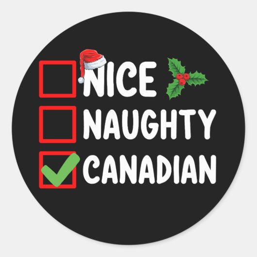 Leuke ondeugende Canadese kerstlijst vakantie Ronde Sticker (Voorkant)