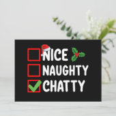 Leuke Ondeugende Chatty Kerstlijst Familie Vakanti Kaart (Staand voorkant)