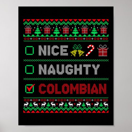 Leuke Ondeugende Colombiaanse Kerstmis Checklist C Poster (Voorkant)