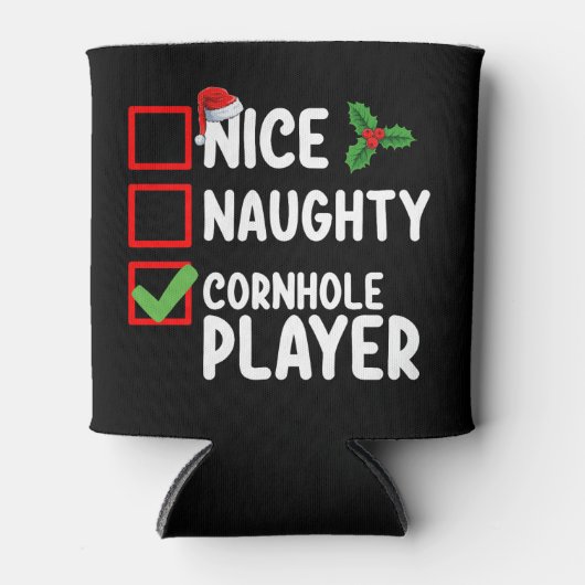 Leuke Ondeugende Cornhole Speler Kerstlijst Blikjeskoeler (Voorkant)