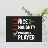 Leuke Ondeugende Cornhole Speler Kerstlijst Kaart (Staand voorkant)