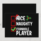 Leuke Ondeugende Cornhole Speler Kerstlijst Kaart (Voorkant / Achterkant)