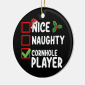 Leuke Ondeugende Cornhole Speler Kerstlijst Keramisch Ornament (Links)