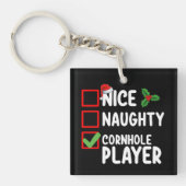 Leuke Ondeugende Cornhole Speler Kerstlijst Sleutelhanger (Voorkant)