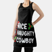 Leuke ondeugende cowboy kerstlijst vakantie schort (Insitu)