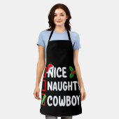 Leuke ondeugende cowboy kerstlijst vakantie schort (Gedragen)