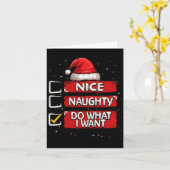 Leuke ondeugende doen wat ik wil Kerstlijst Santa  Kaart (Gele Bloem)