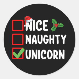 Leuke Ondeugende Eenhoorn Kerstlijst Vakantie Ronde Sticker