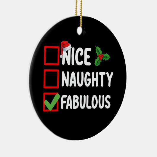 Leuke Ondeugende Fabulous Grappige Kerstman Lijst  Keramisch Ornament (Rechts)