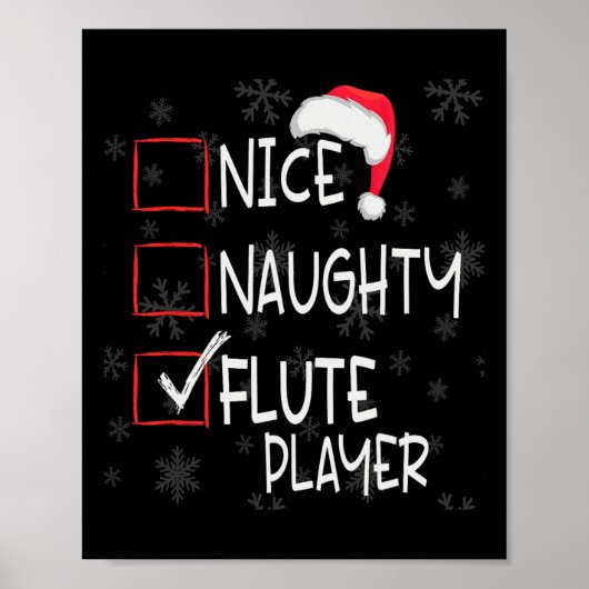 Leuke Ondeugende Fluit Speler Lijst Kerstmis Santa Poster (Voorkant)
