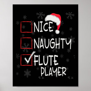 Leuke Ondeugende Fluit Speler Lijst Kerstmis Santa Poster