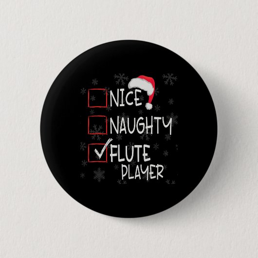 Leuke Ondeugende Fluit Speler Lijst Kerstmis Santa Ronde Button 5,7 Cm (Voorkant)