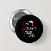Leuke Ondeugende Fluit Speler Lijst Kerstmis Santa Ronde Button 5,7 Cm (Voorkant /achterkant)