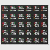 Leuke Ondeugende Gamer Kerstlijst Gaming Santa Cadeaupapier (Vlak)