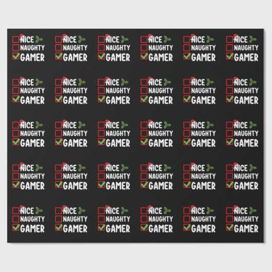 Leuke Ondeugende Gamer Kerstlijst Gaming Santa Cadeaupapier (Vlak)