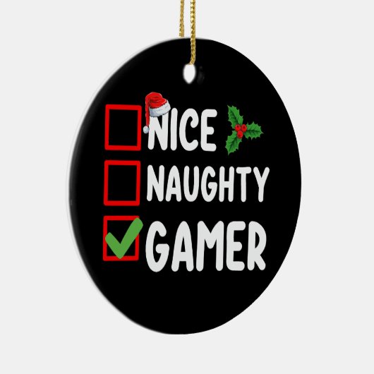 Leuke Ondeugende Gamer Kerstlijst Gaming Santa Keramisch Ornament (Rechts)