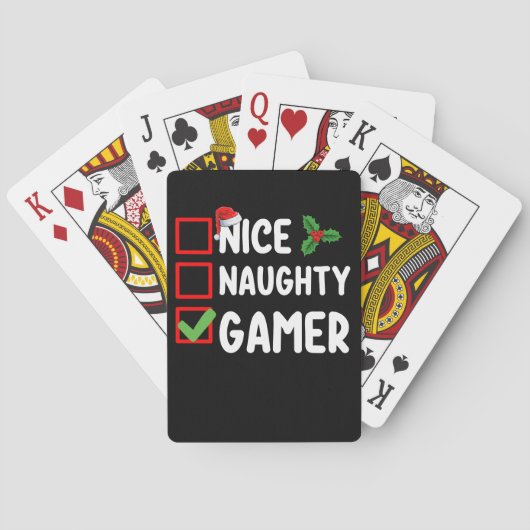 Leuke Ondeugende Gamer Kerstlijst Gaming Santa Pokerkaarten (Achterkant)
