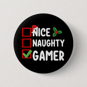 Leuke Ondeugende Gamer Kerstlijst Gaming Santa Ronde Button 5,7 Cm