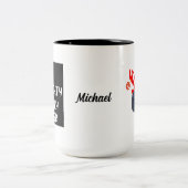 Leuke Ondeugende Hockey Speler Grappige Kerstmis Tweekleurige Koffiemok (Center)