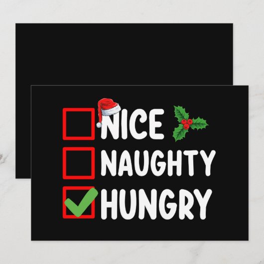 Leuke ondeugende hongerige kerstlijst familie vaka kaart (Voorkant / Achterkant)