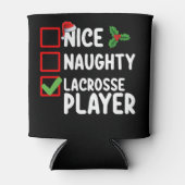 Leuke Ondeugende Lacrosse Speler Kerstlijst Blikjeskoeler (Voorkant)